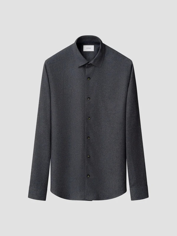 SOLID FLANNEL SHIRT, DARK BLUE