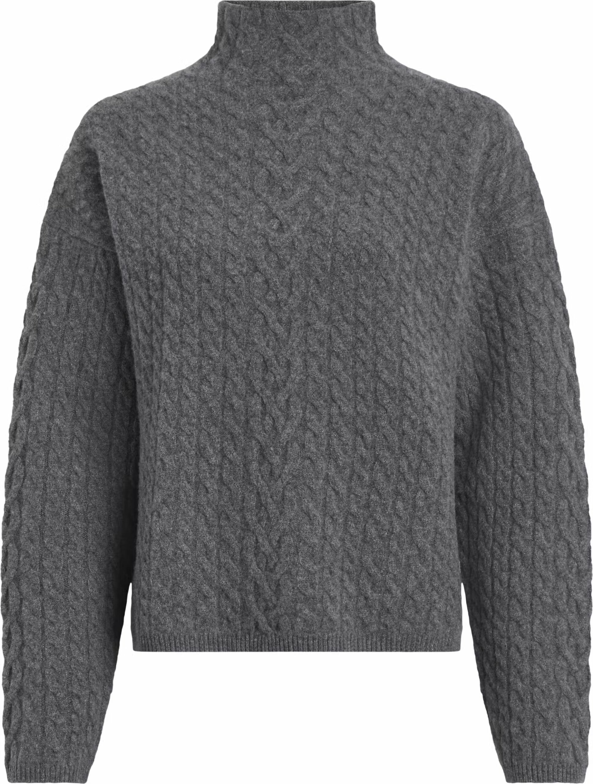 Soft Wool Cable Relaxed Sweater, Mid Grey Heather