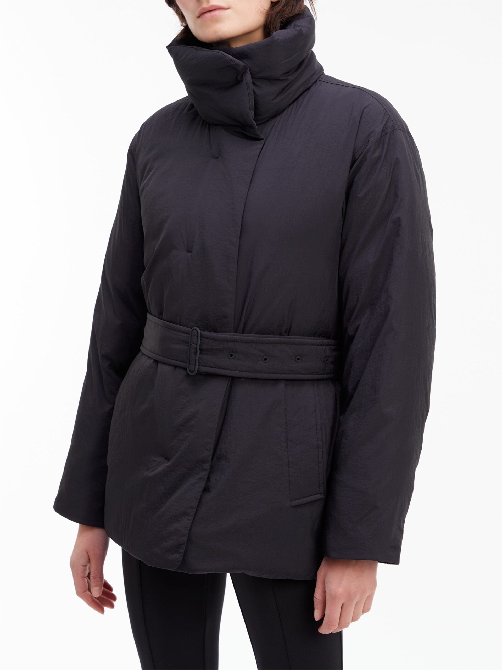 Crinkle Nylon Down Wrap Jacket