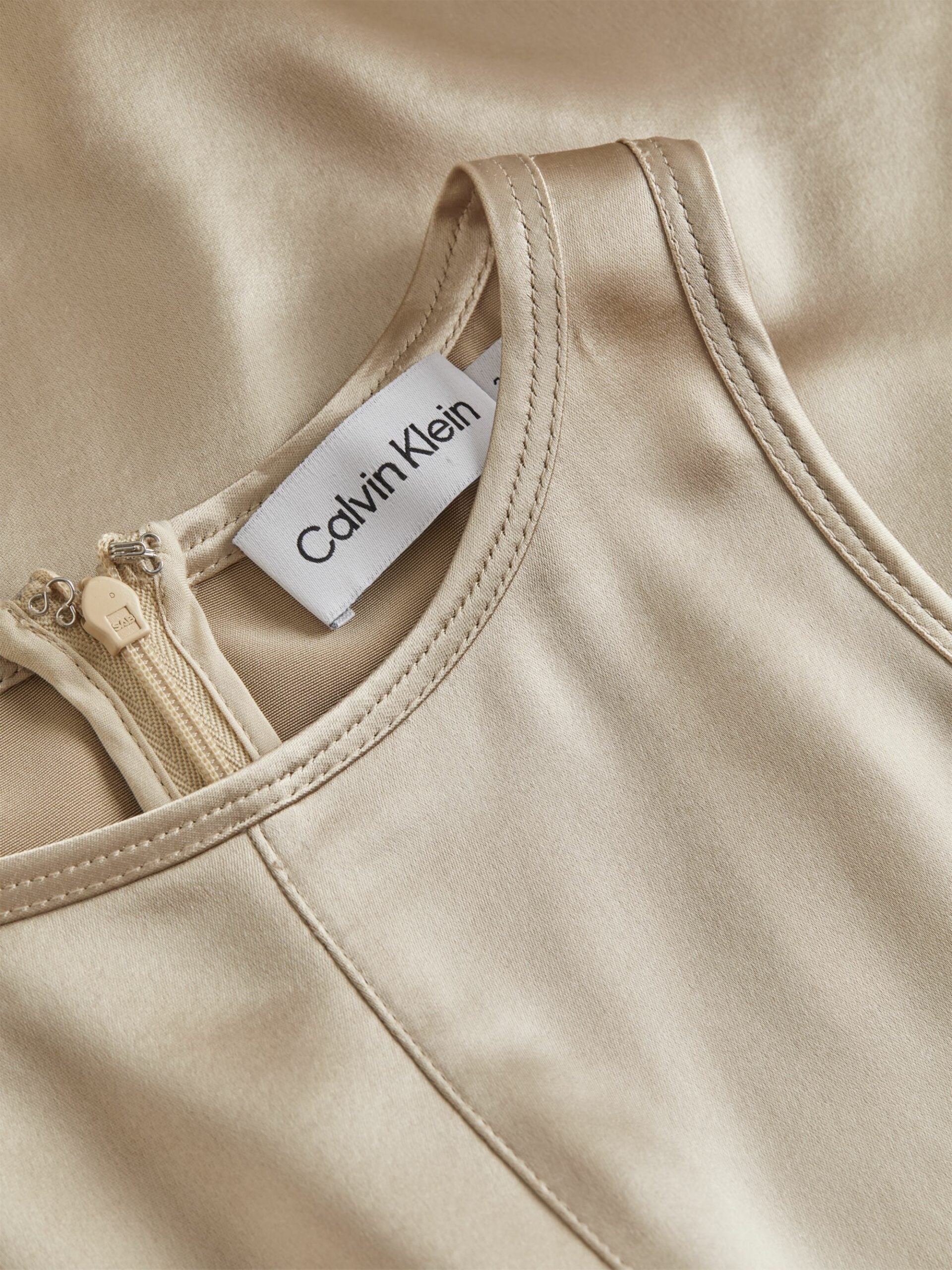 Naia acetate racer neck top, white clay