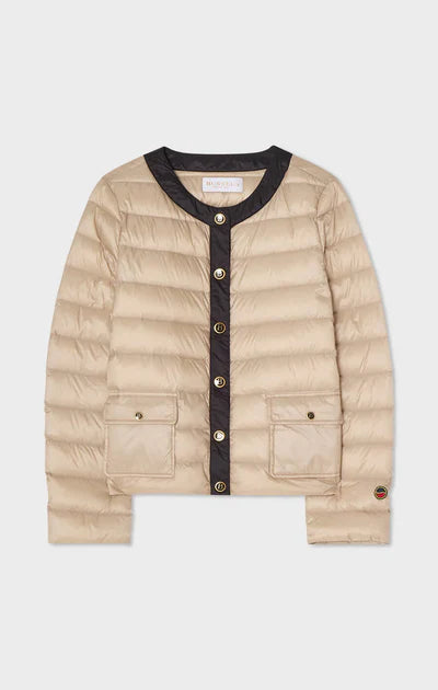 IDA DOWN CONTRAST JACKET, LIGHT BEIGE/BLACK