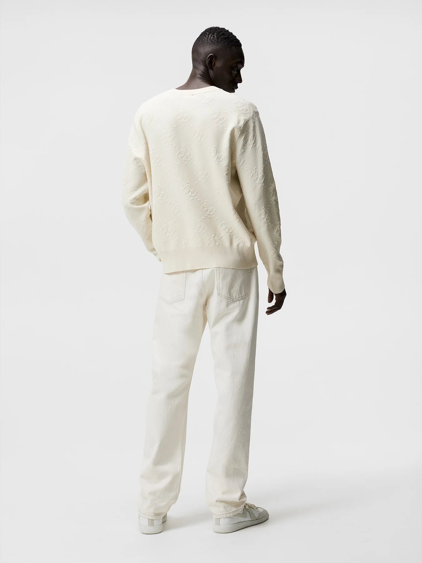 Vito jacquard v-neck sweater, turtledove