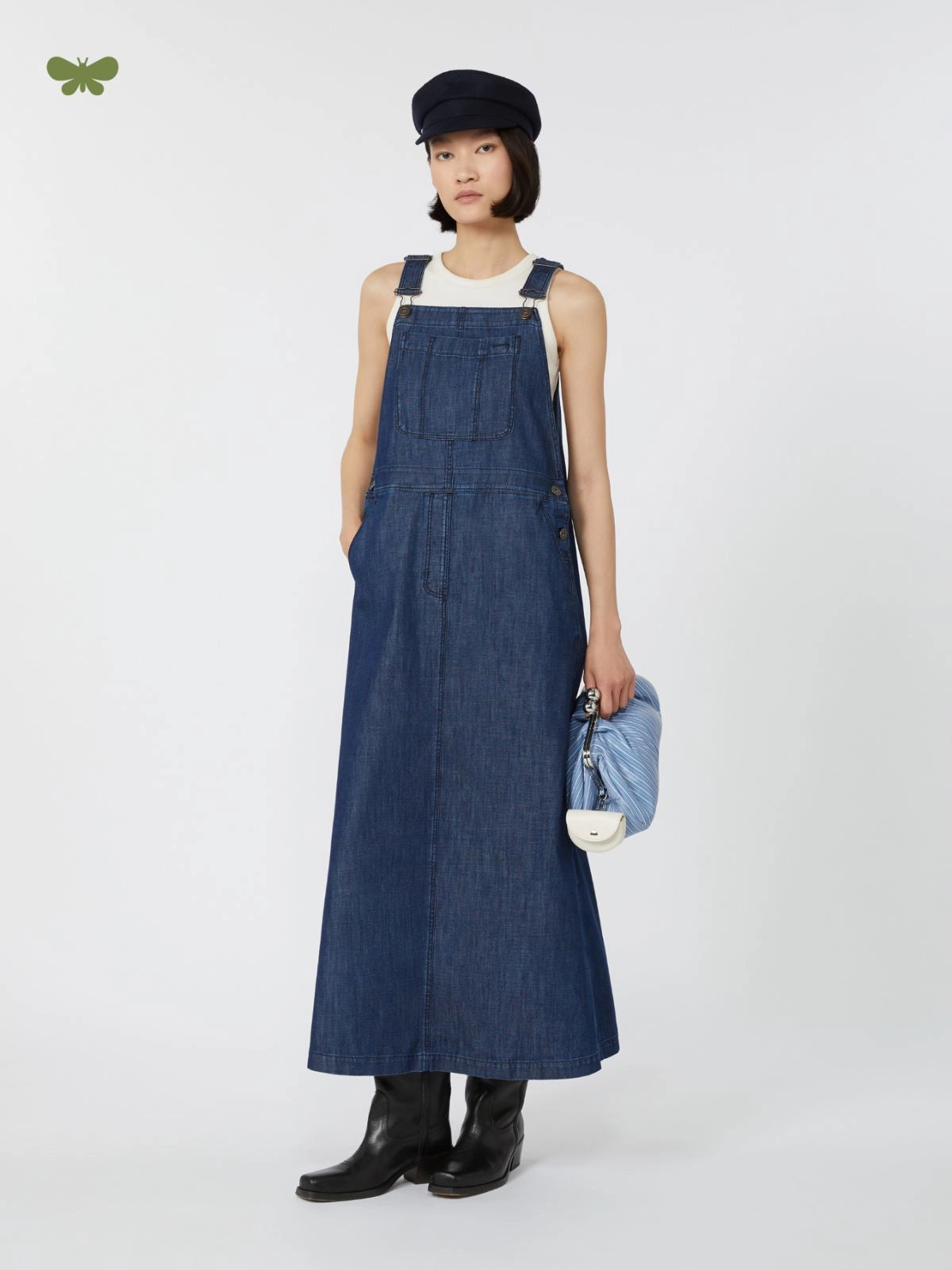 KISS DUNGAREE DRESS, DARK BLUE