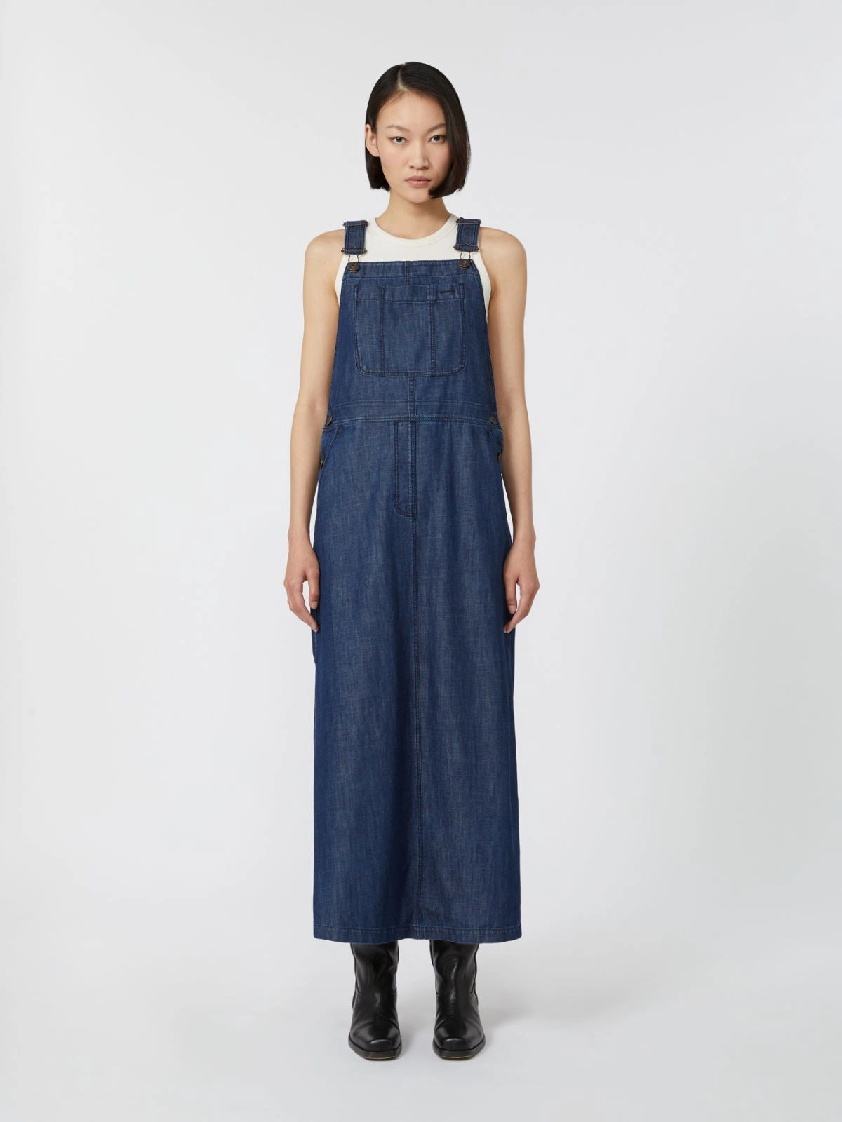 KISS DUNGAREE DRESS, DARK BLUE