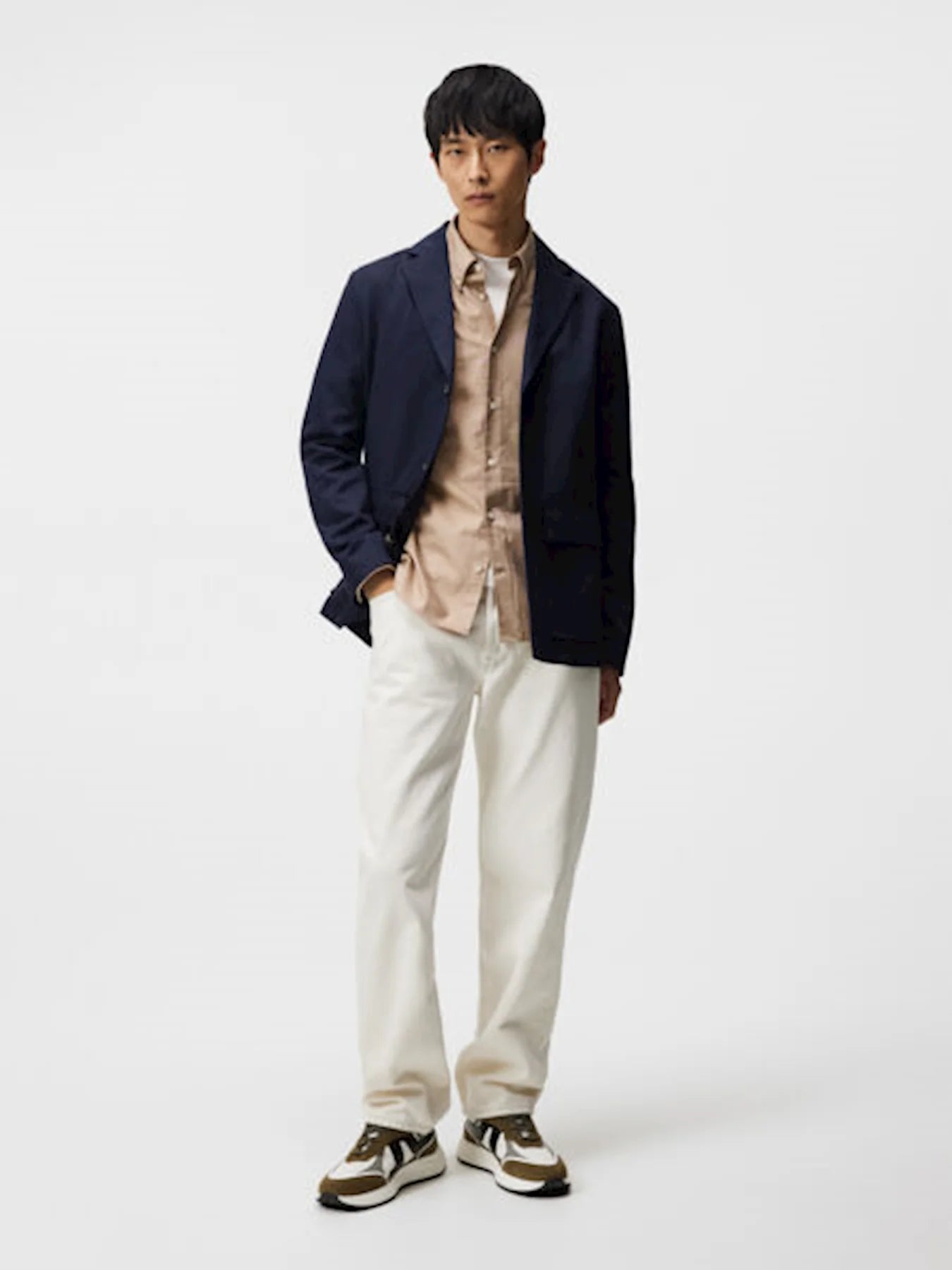 Stretch oxford slim shirt, brown