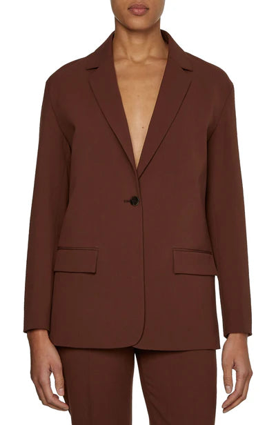 RELAXED TAILORED BLAZER, DARK CHESTNUT