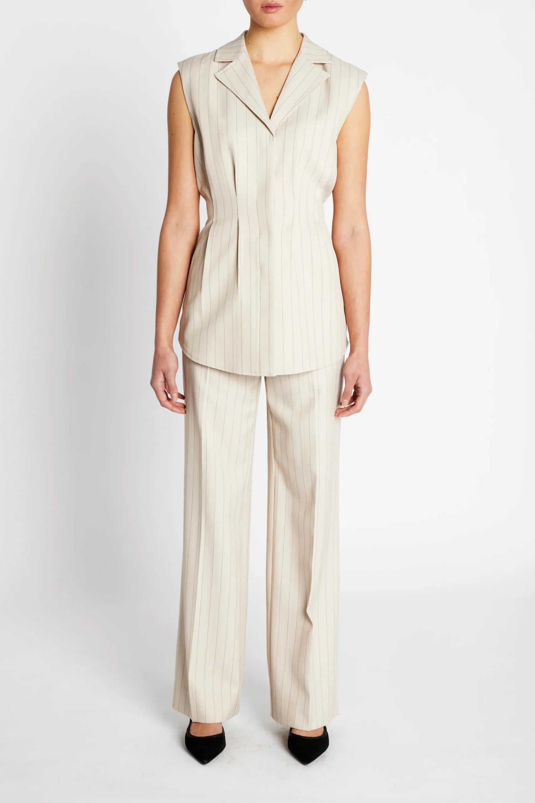 ApricotBBUrwa Waistcoat, Light Grey Stripes