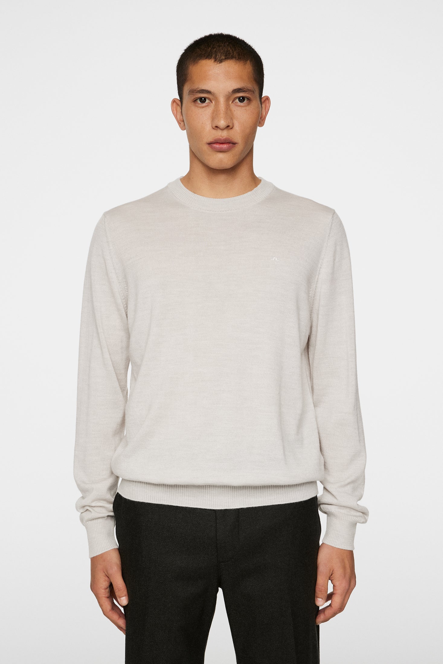Keane Merino Crew Neck Sweater, Moonbeam Melange