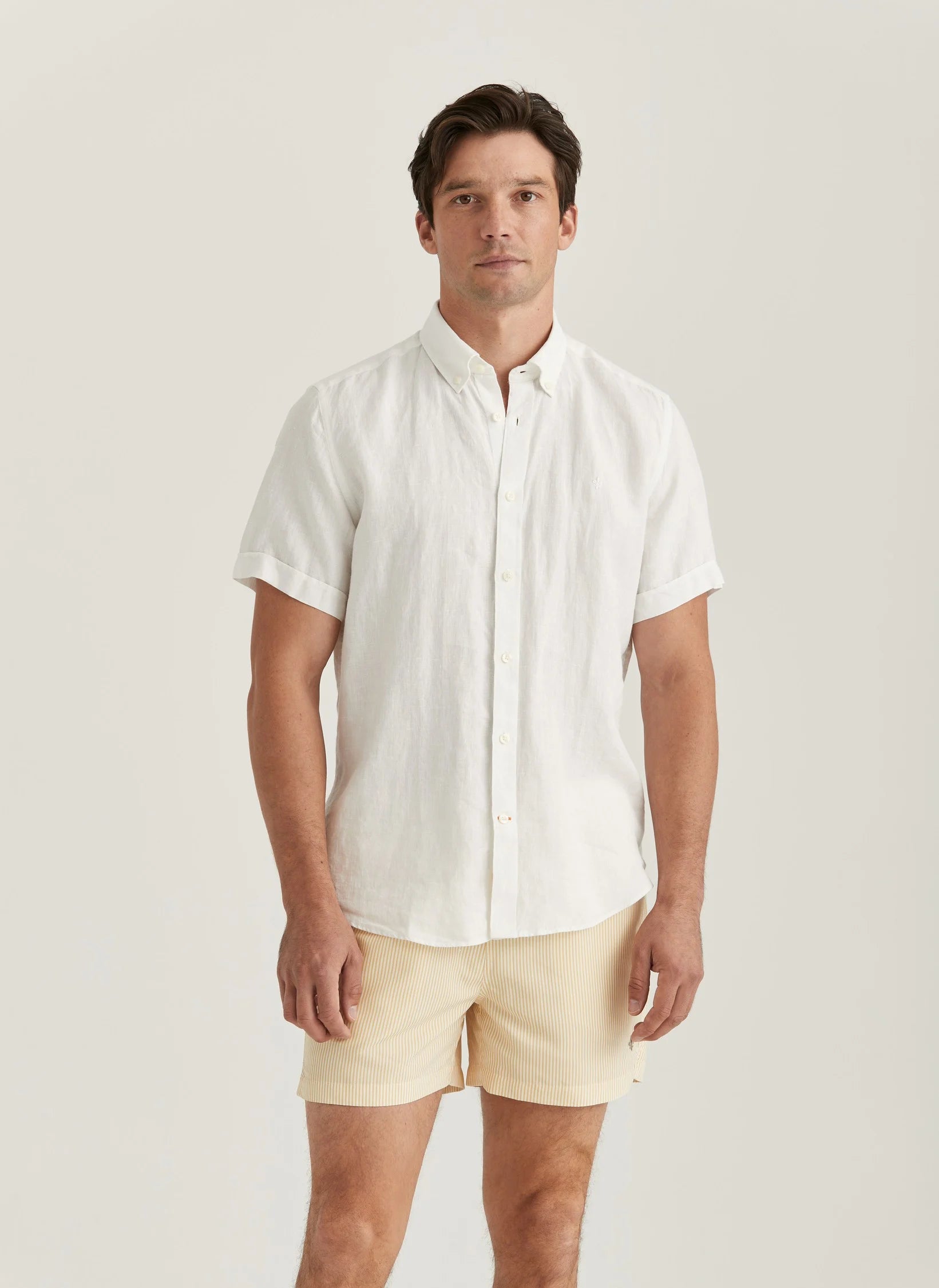 Douglas Linen SS Shirt, Classic Fit, White