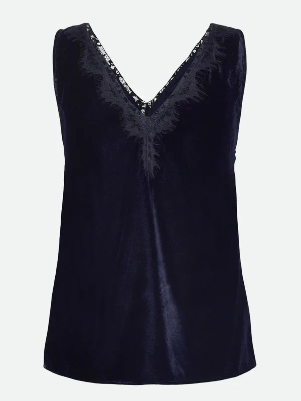 AOMI LACE TOP, NAVY