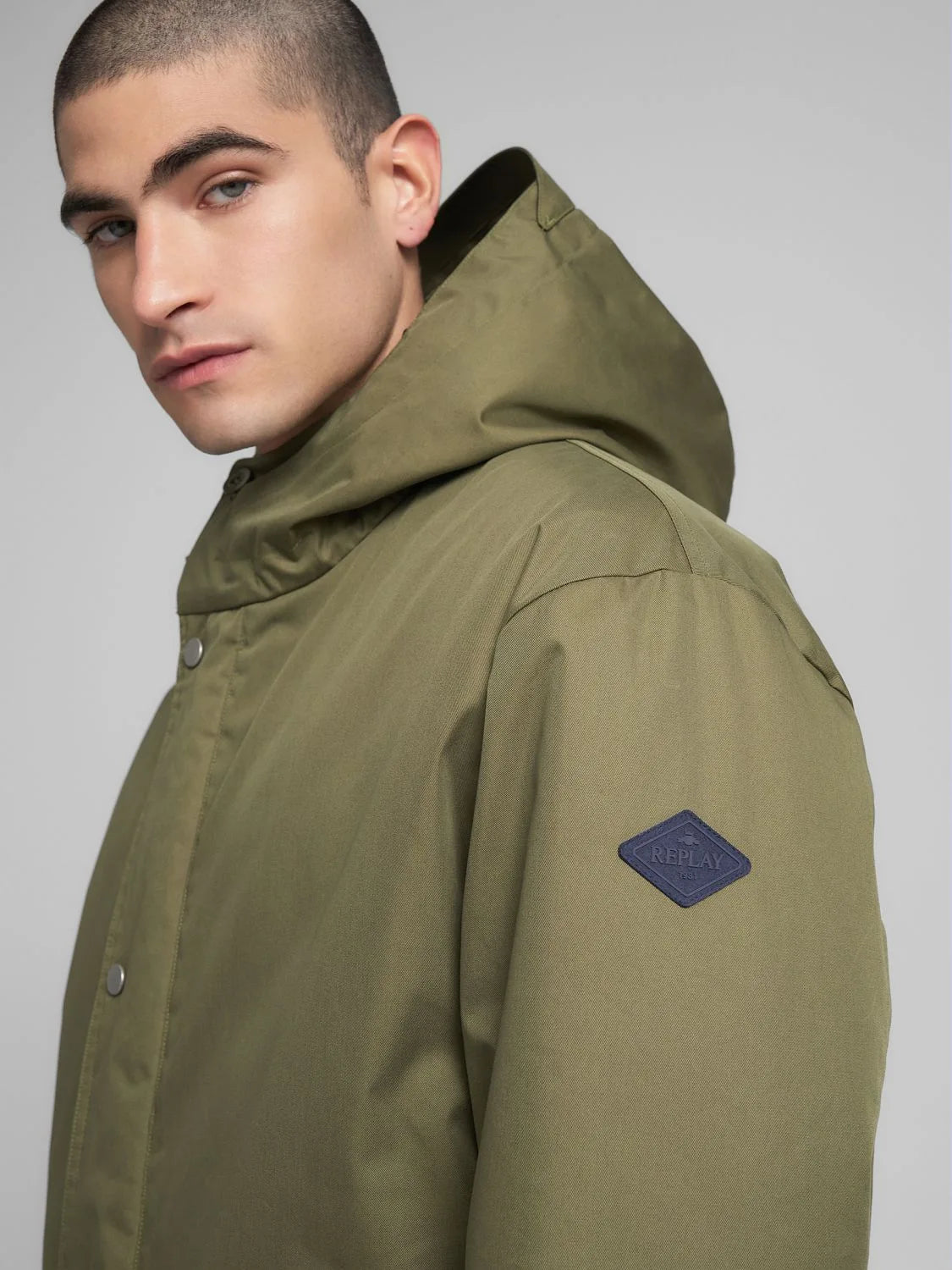 LONG TWILL JACKET, MUD GREEN