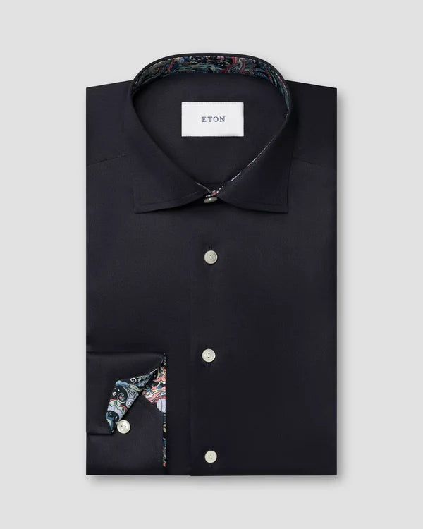SIGNATURE TWILL PAISLEY EFFECT SHIRT, CONTEMP, NAVY BLUE