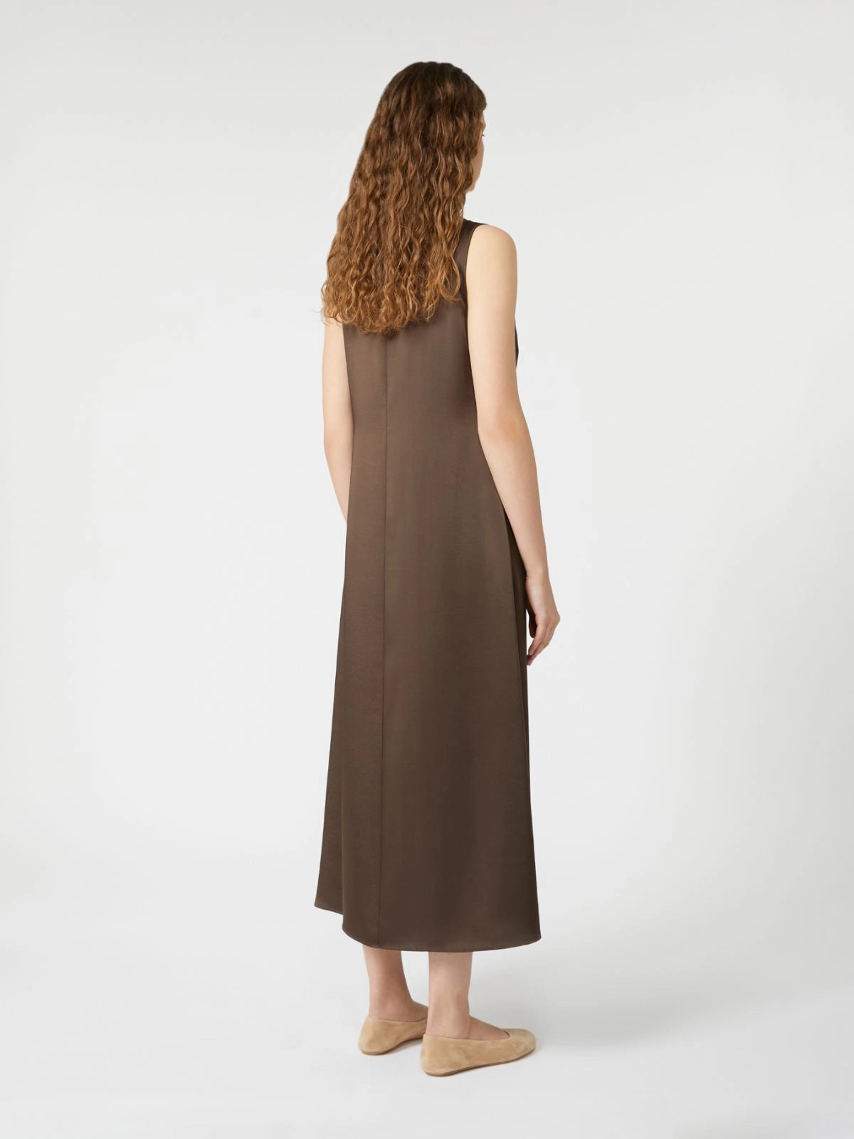 CANOSSA SATIN DRESS, CHOCOLATE BROWN