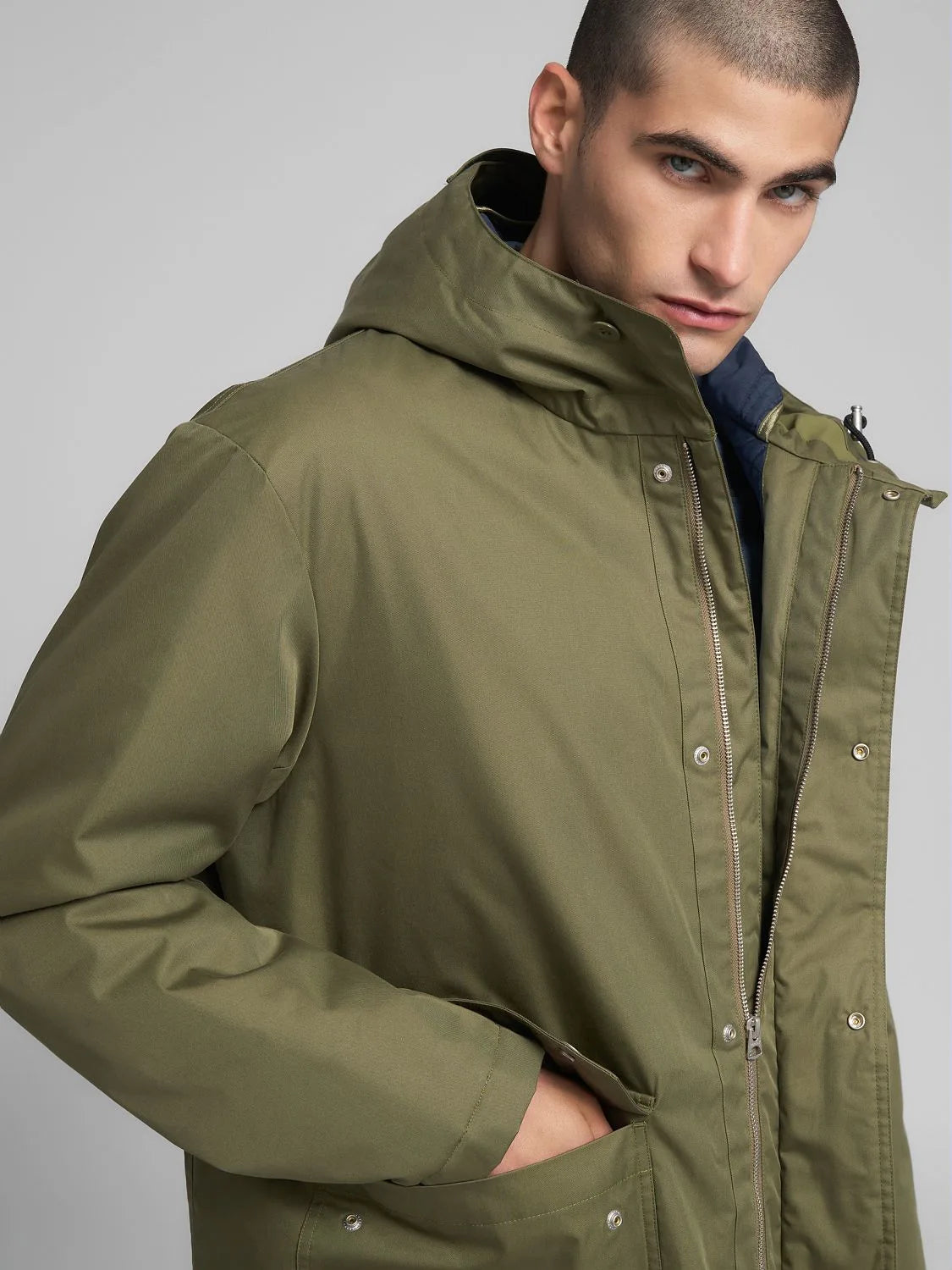 LONG TWILL JACKET, MUD GREEN