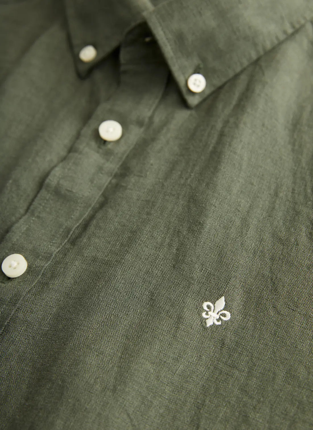 Douglas Linen SHirt, Classic Fit, Olive