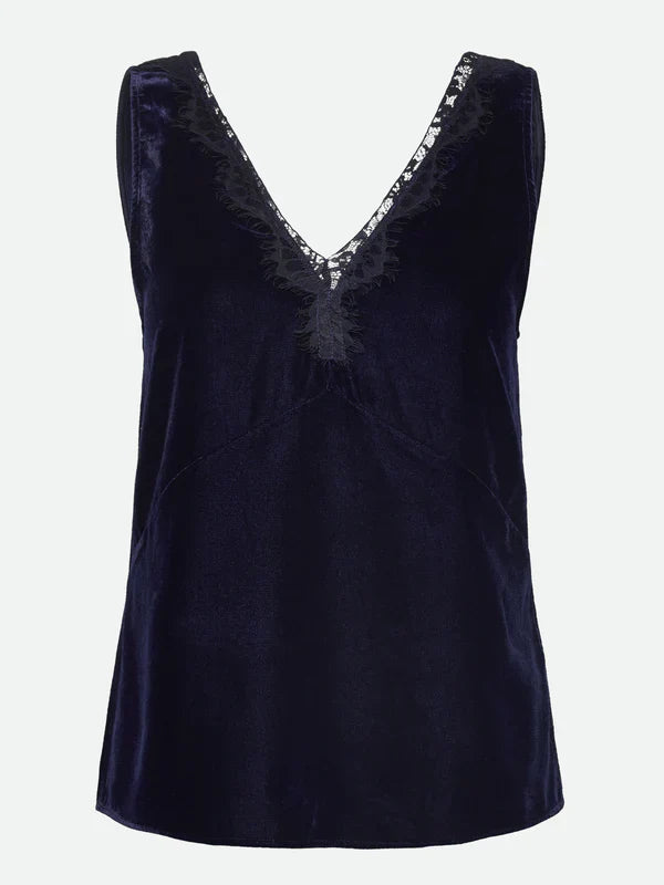AOMI LACE TOP, NAVY