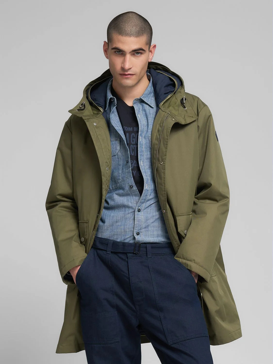 LONG TWILL JACKET, MUD GREEN