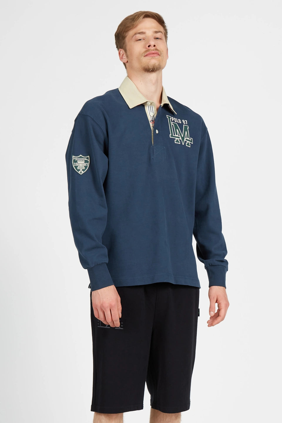 Man polo L/S jersey rugby peac, navy
