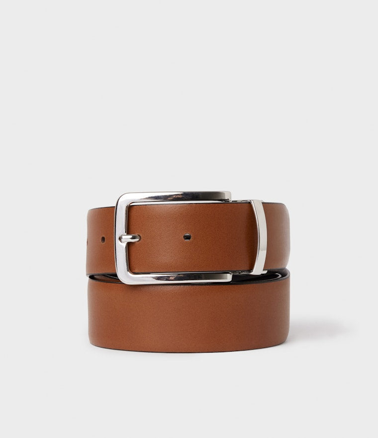 AVELLINO REVERSIBLE BELT, BLACK/BROWN