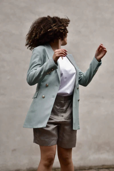 BLAZER DOUBLE BREASTED, ACQUAMARINA