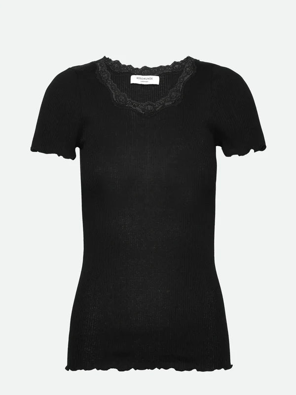 RWBeatha SS Regular Oneck Lace Tshirt, Black