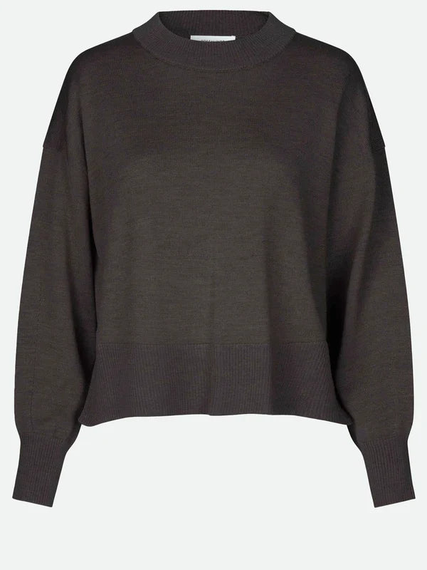 MERINO WOOL PULLOVER, DARK ESPRESSO