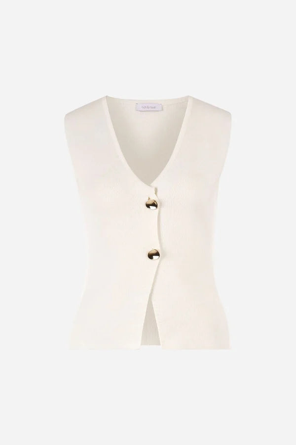 Knit Assymetric Vest, Pearl White