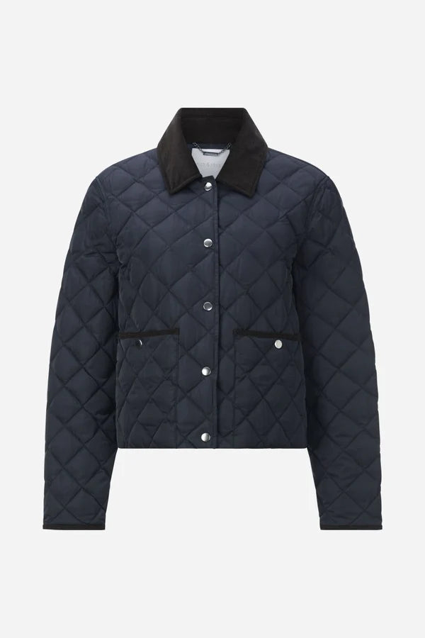 Padded Jacket w/ Corduroy Collar, Midnight Blue