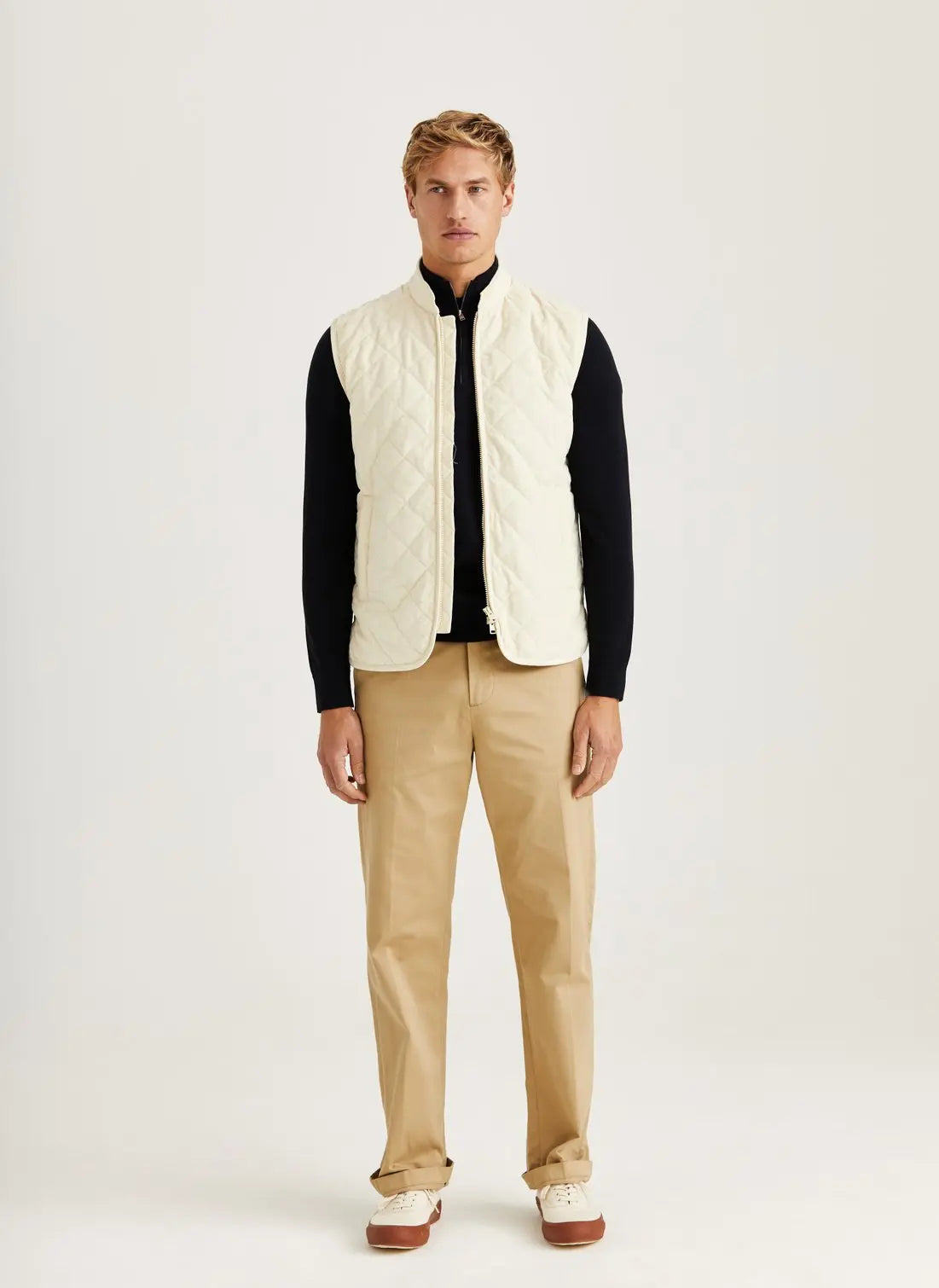 Teddy Quilted Cord Vest, Khaki