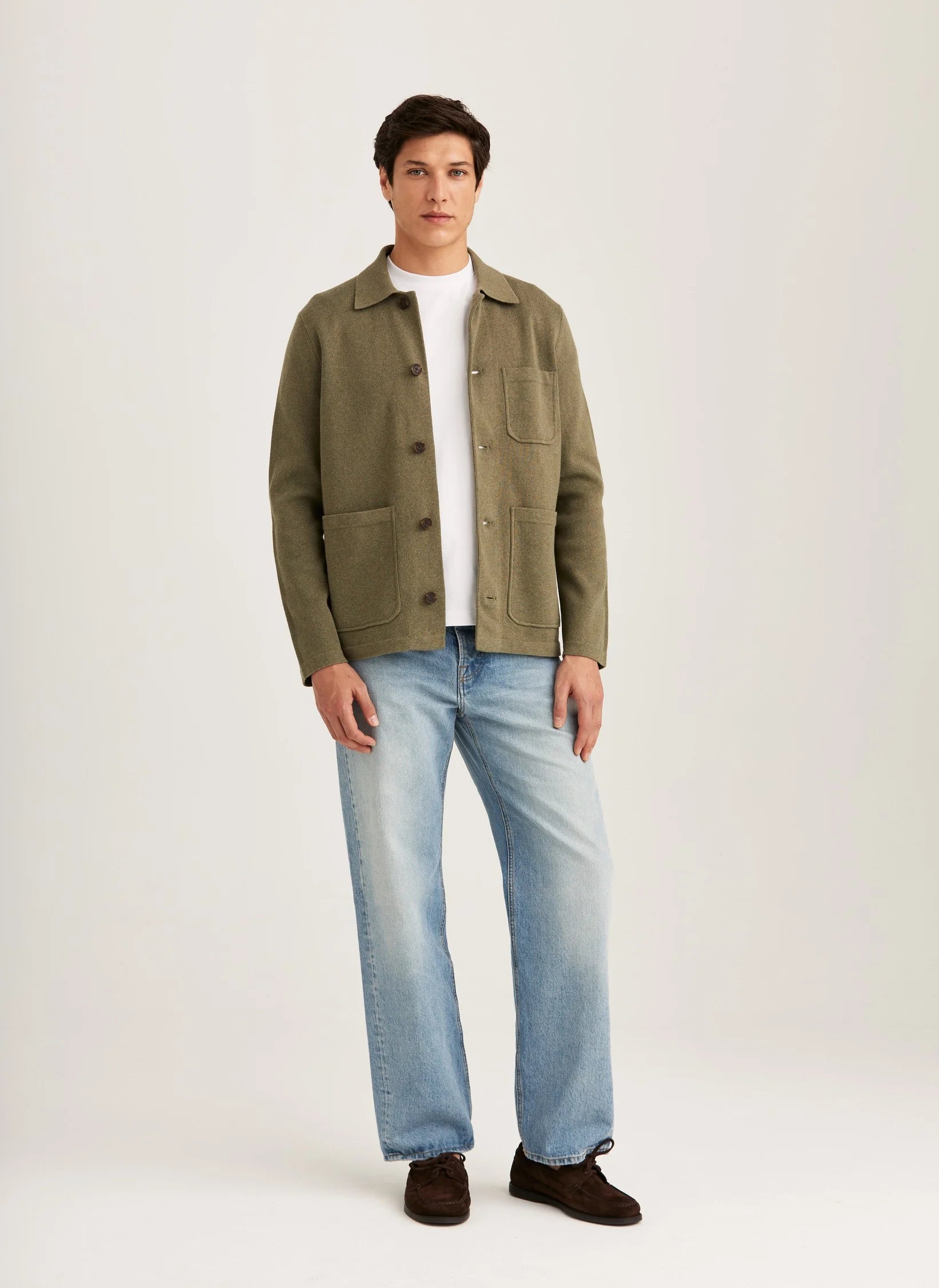 Jake Knitted Shirt Jacket, Olive