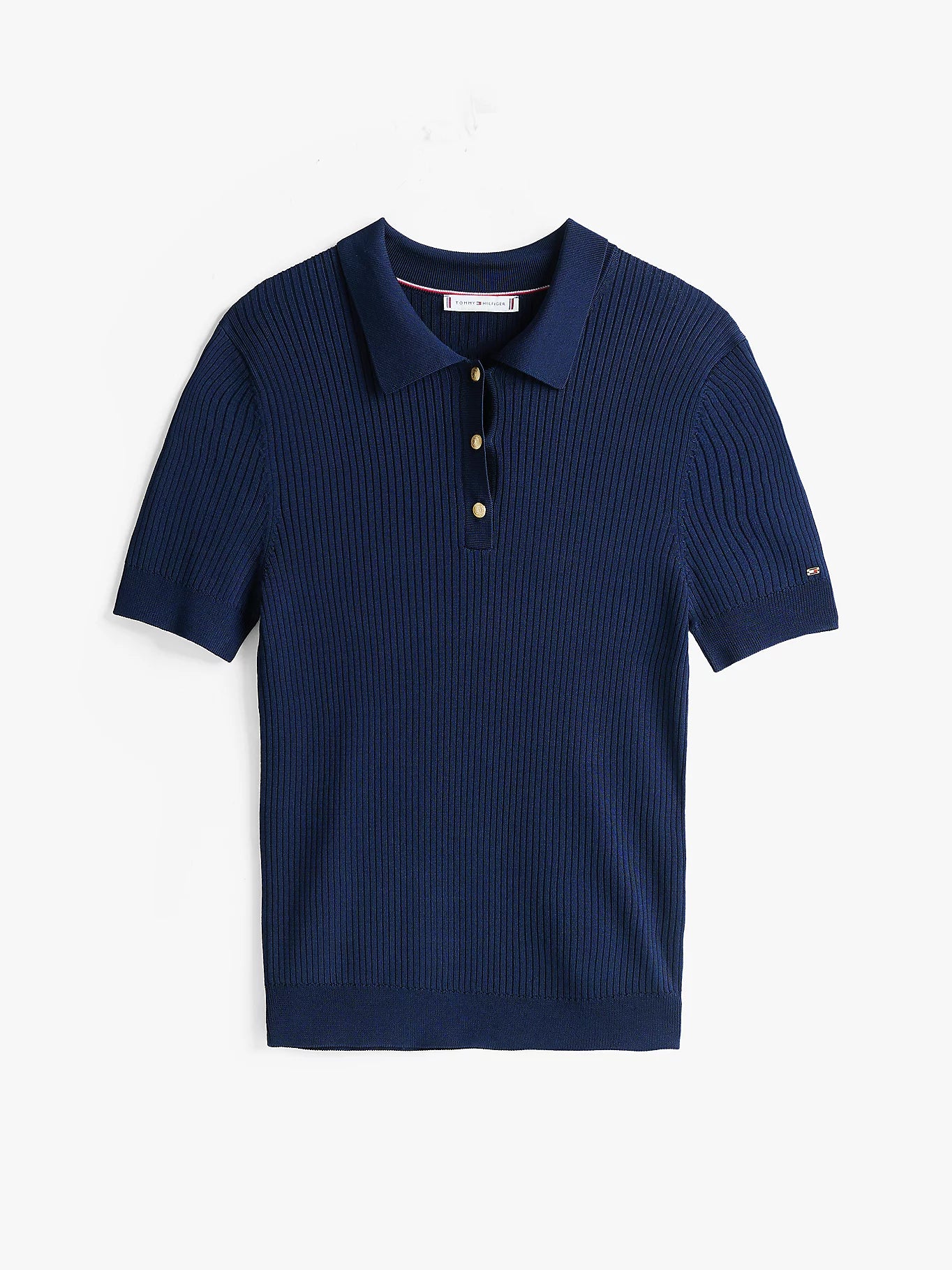Rib Button Slim Polo SS SWT, Dark Night Navy