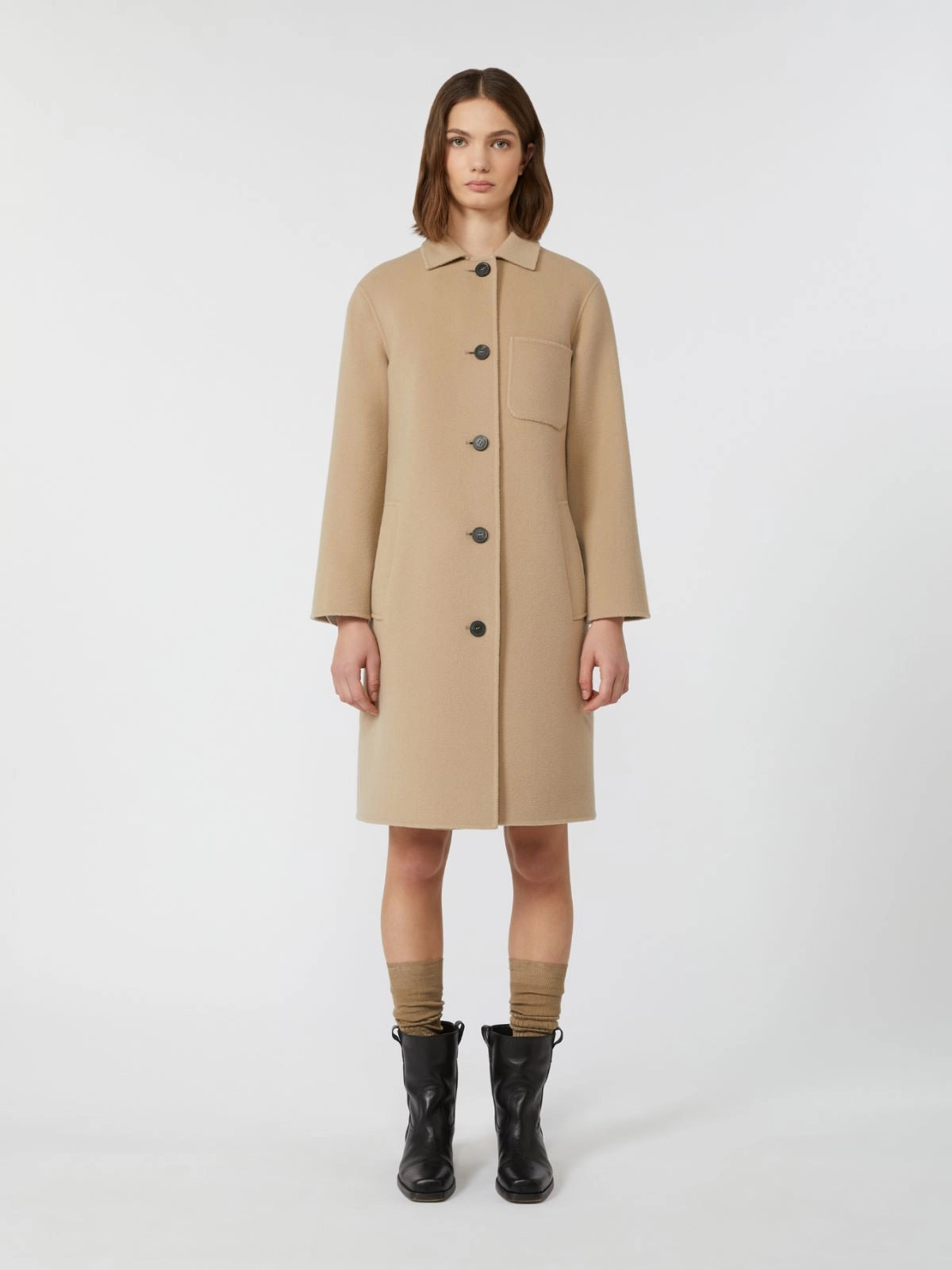 ZENONE SINGLE-BREASTED WOOL COAT, BEIGE