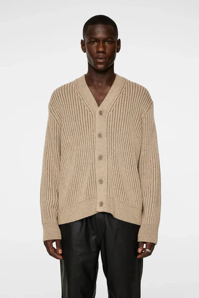 TWIN PLEATED KNIT CARDIGAN, TIGER BROWN