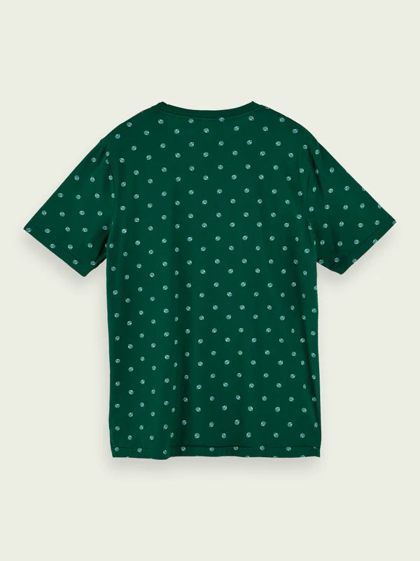 SHORT SLEEVE TEE W/PRINT, GREEN PRINT