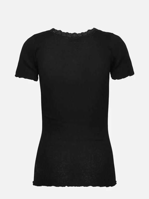 RWBeatha SS Regular Oneck Lace Tshirt, Black