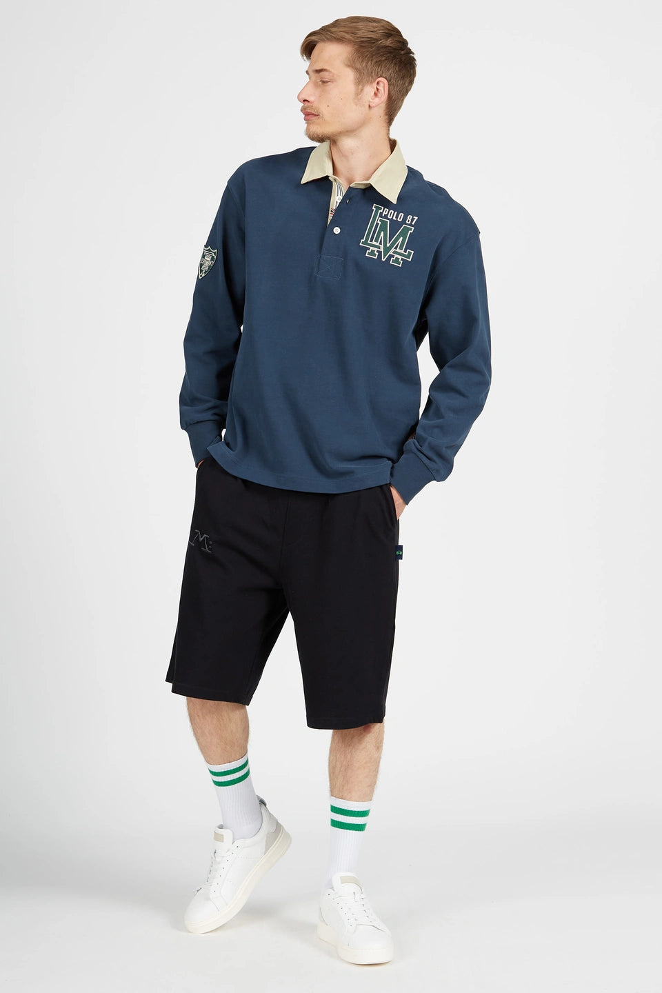 Man polo L/S jersey rugby peac, navy