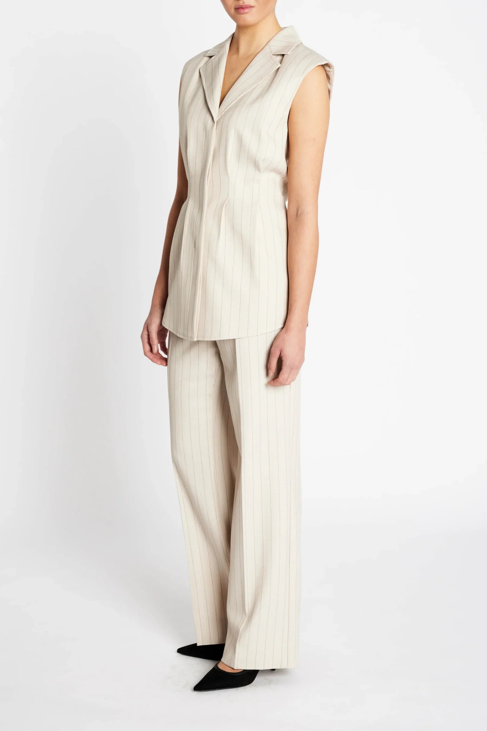 ApricotBBUrwa Waistcoat, Light Grey Stripes