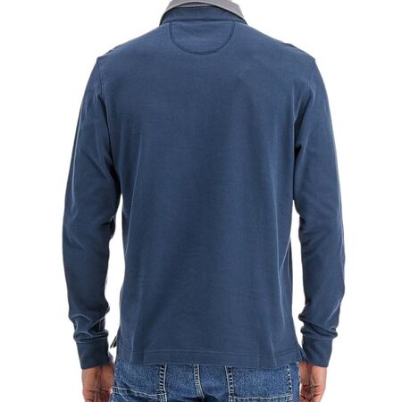 Man polo L/S heavy jersey, navy