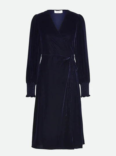 AOMI WRAP DRESS, NAVY