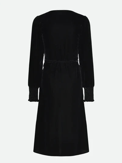 AOMI WRAP DRESS, BLACK