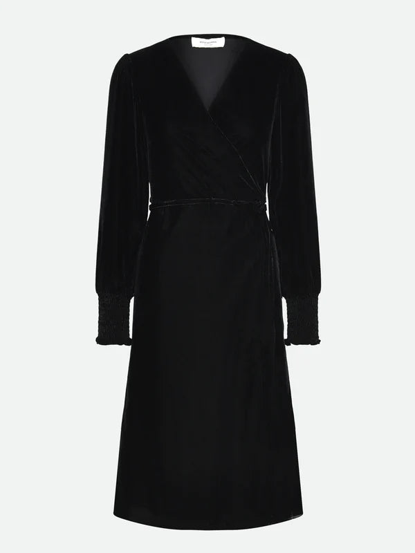 AOMI WRAP DRESS, BLACK