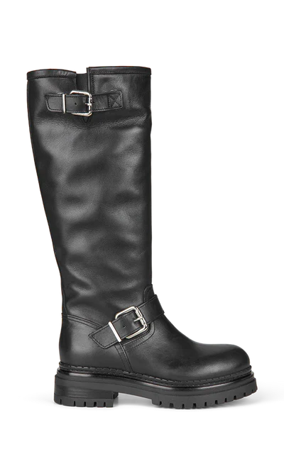 LONG 2 BUCKLE BOOTS, BLACK