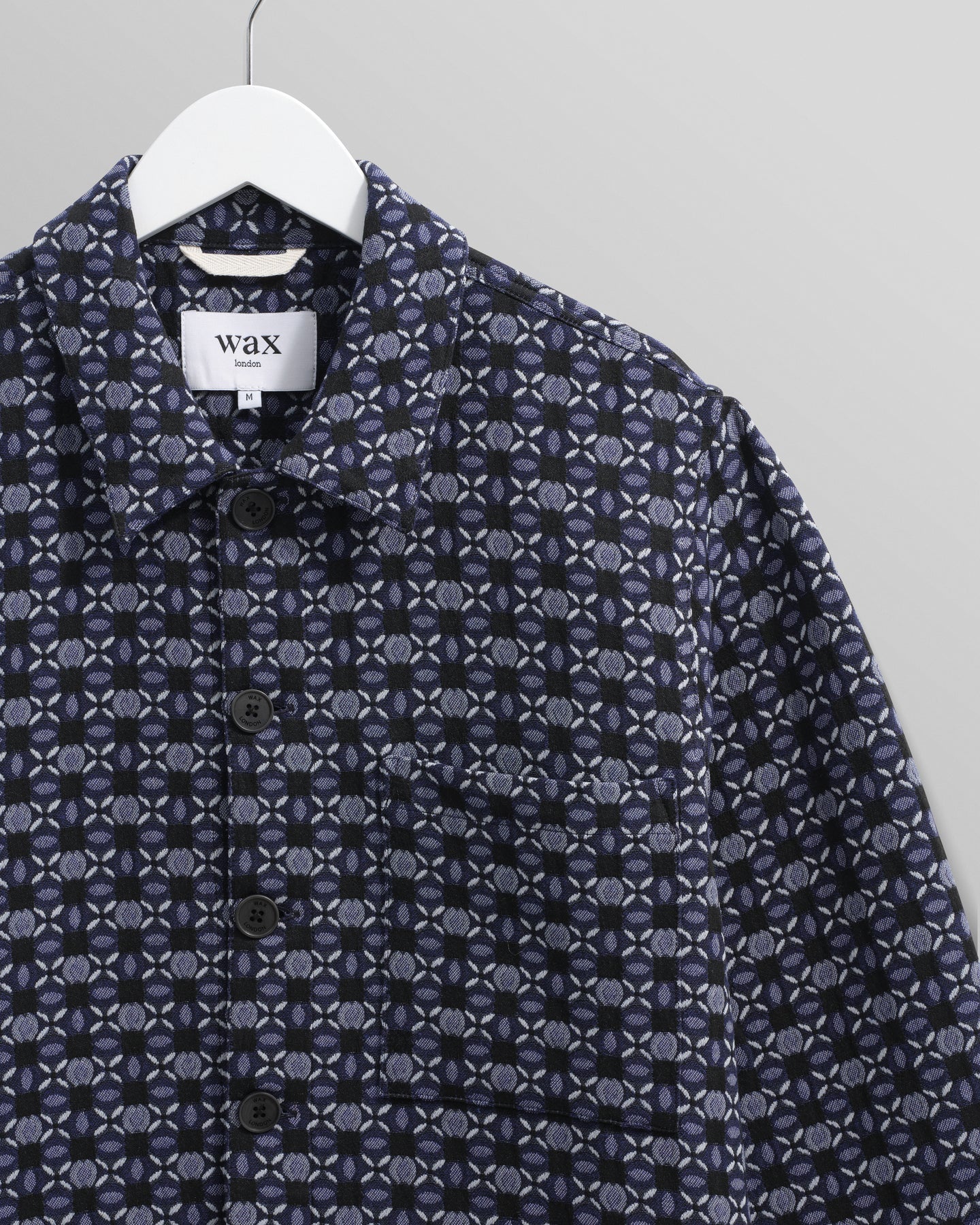 ROCKLEY GEOMETRIC JACQUARD OVERSHIRT, NAVY