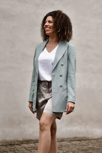 BLAZER DOUBLE BREASTED, ACQUAMARINA