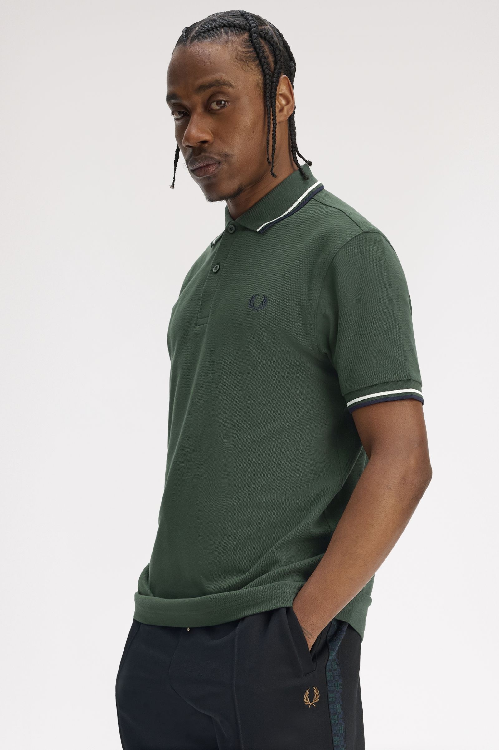 TWIN TIPPED POLO, COURTGREEN