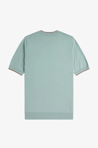 TEXTURE FRONT KNITTED TEE, SILVER BLUE