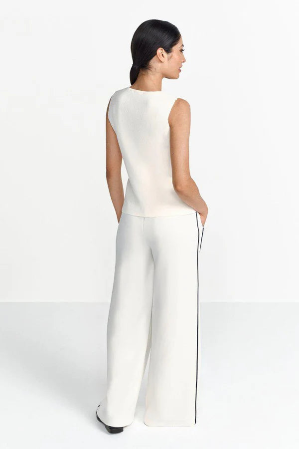 Knit Assymetric Vest, Pearl White