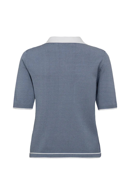 Vigga Contrast Polo, Grey Blue Sky/Whisper White