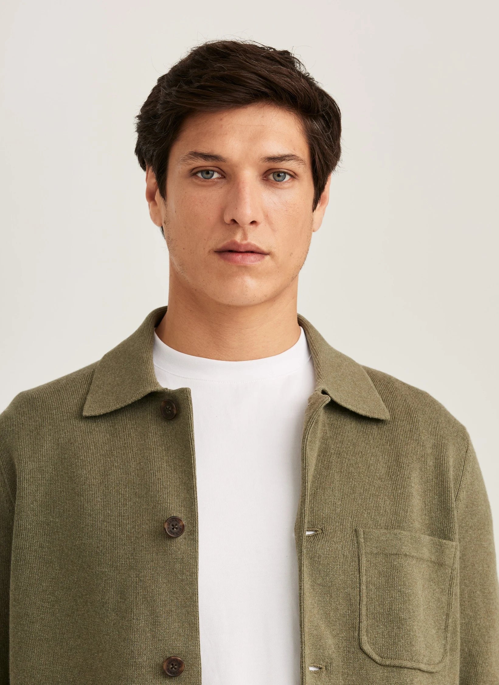 Jake Knitted Shirt Jacket, Olive