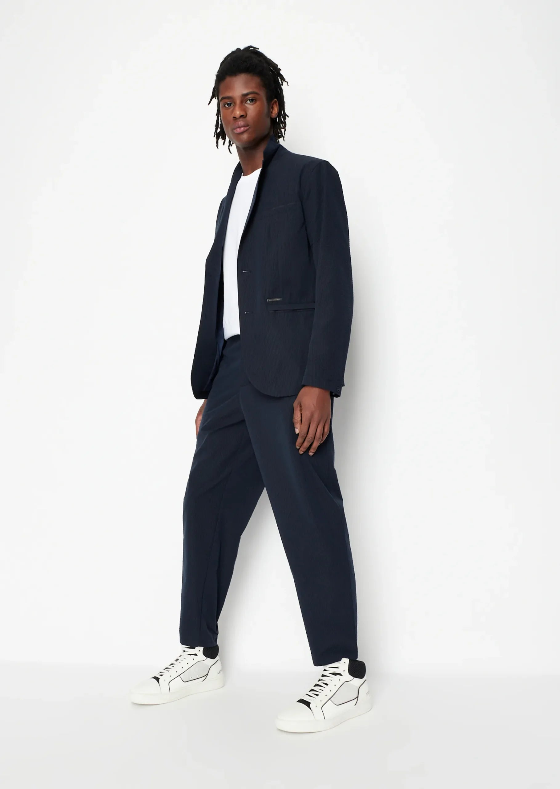 Man woven blazer, navy